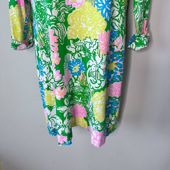 Lilly Pulitzer Palmetto Hibiscus Pima Cotton Floral Green Tropical Dress - Sz S - Picture 5 of 12